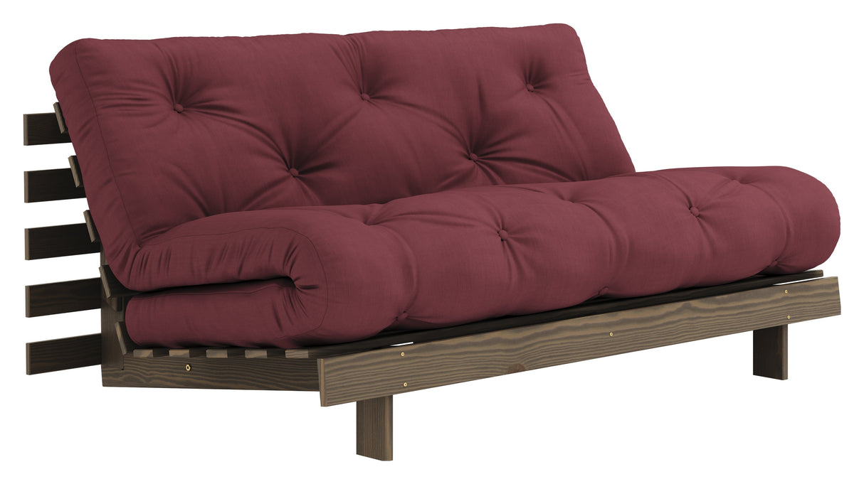 Roots 160 Sofa bed, Brown lacquered pine, Bordeaux