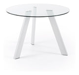 CARIB Dining table, White, Tempered glass, Ø110