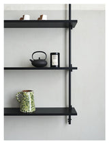 Wall Shelving, 1 bay, 4 shelves, H:115, Black/black