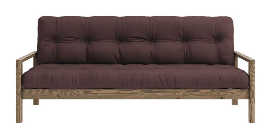 Knob Sofa bed, Brown lacquered pine, Brown