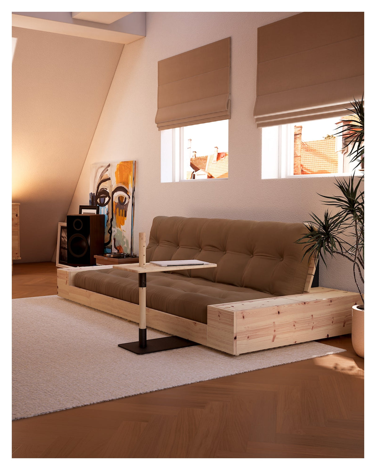 Base Sofa bed with Sideboxes, Mocca/black