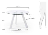 CARIB Dining table, White, Tempered glass, Ø110