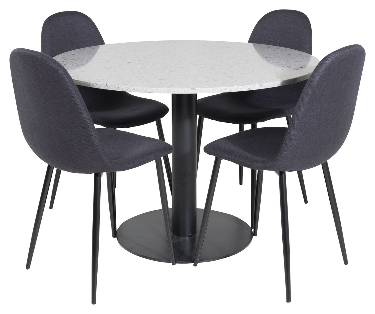 Razzia Dining Table Ø106, w. 4 Polar Chairs, Black