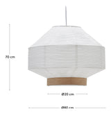 Hila Ceiling Lamp Screen, White Paper with natural wood veneer, Ø80