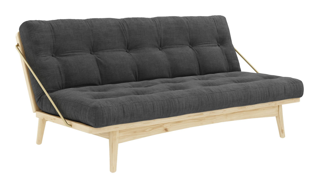 Folk Sofa bed, Dark Gray velvet, pine