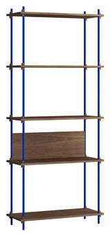 Shelving System, 1 bay, 5 shelves, H:200, Smoked Oak/Blue