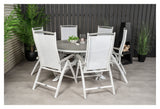 Parma, Garden Table Ø140, White Alu /Gray aintwood