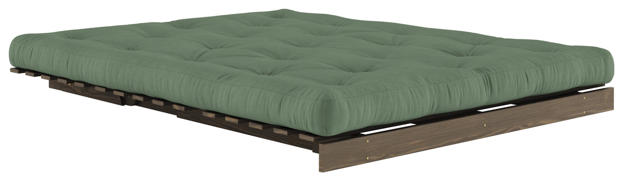 Roots 160 Sofa bed, Brown lacquered pine, Olive Green