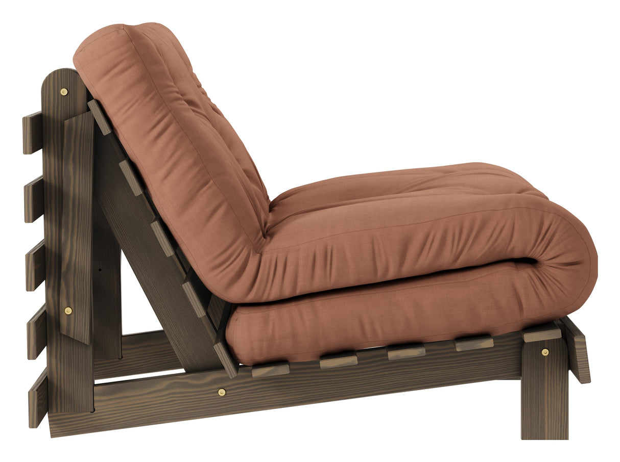 Roots 90 Sofa bed, Brown lacquered pine, Clay Brown