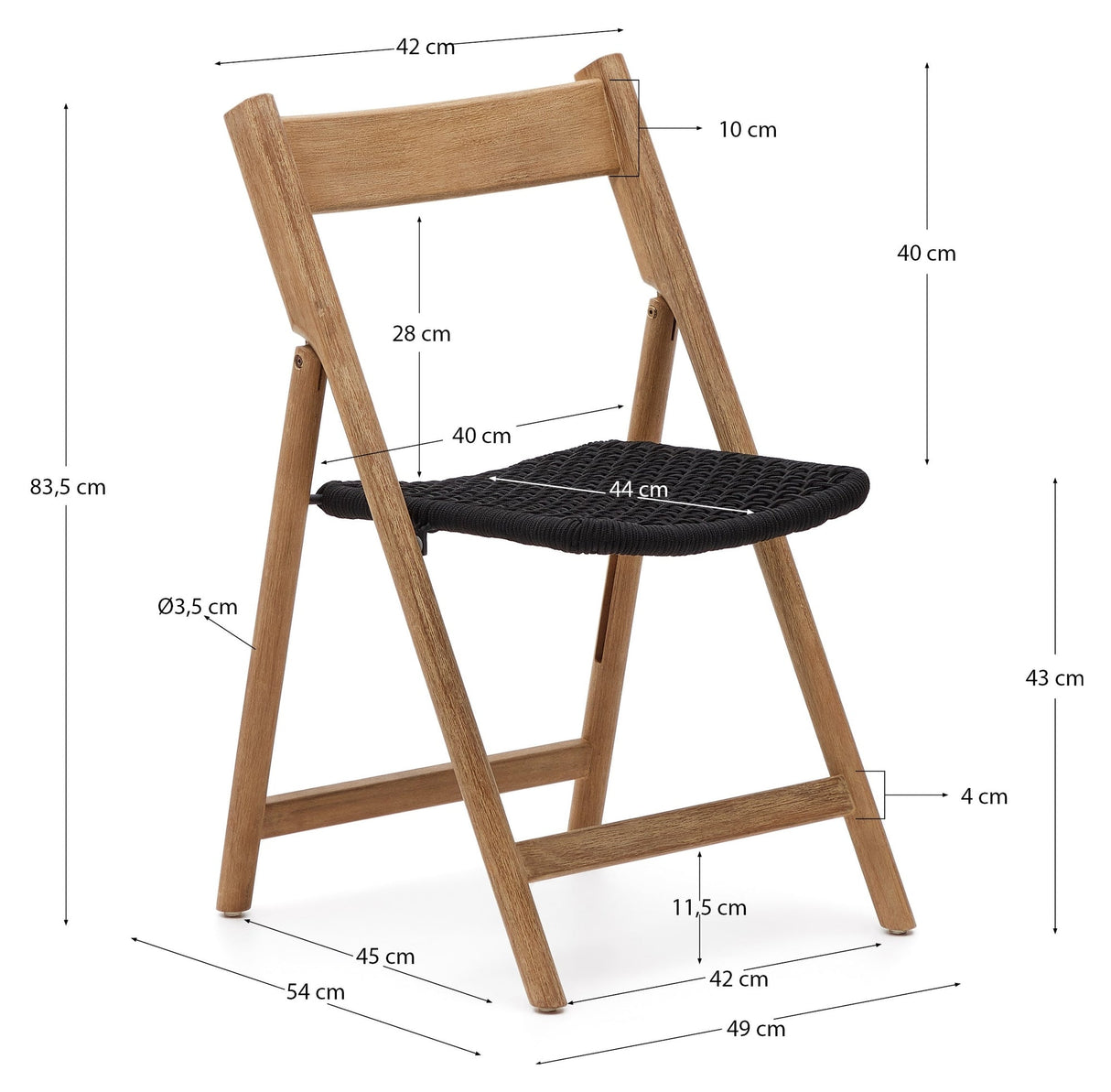 Dandara, folding chair - oak/black