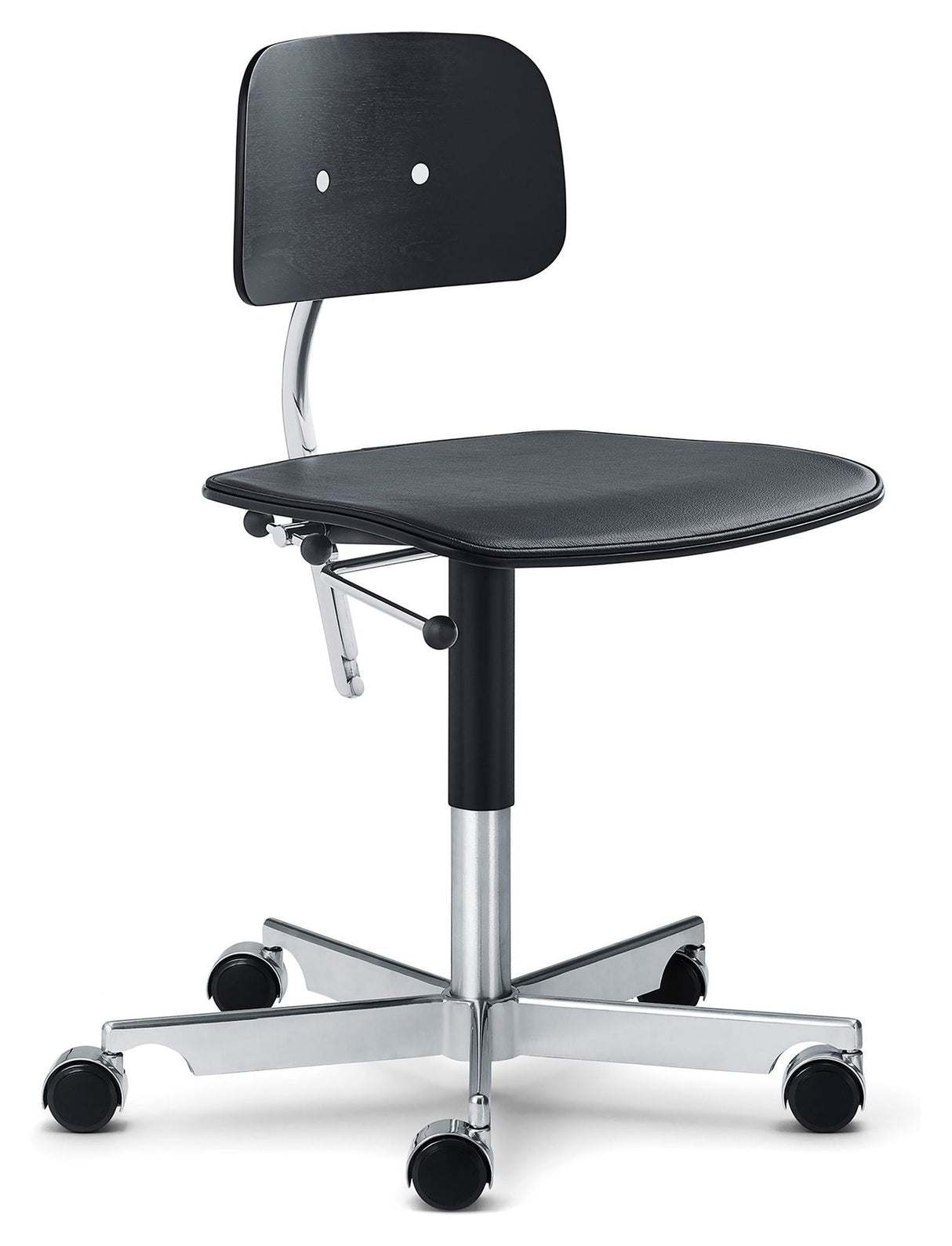 KEVI 2533 Office Chair, Black Leather/Polished Chrome