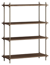 Shelving System, 1 bay, 4 shelves, H:115, Smoked Oak/Gray