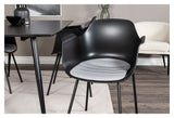 Silar Dining table in black Melamine with 4 Comfort chairs, Black Plastic