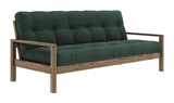 Knob Sofa bed, Brown lacquered pine, Seaweed velvet