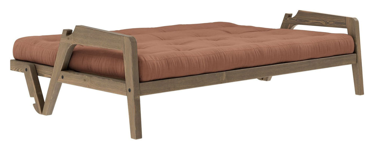 Grab Sofa bed, Brown lacquered pine, Clay Brown