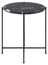 Avila Side table, Black art marble, Ø42x45