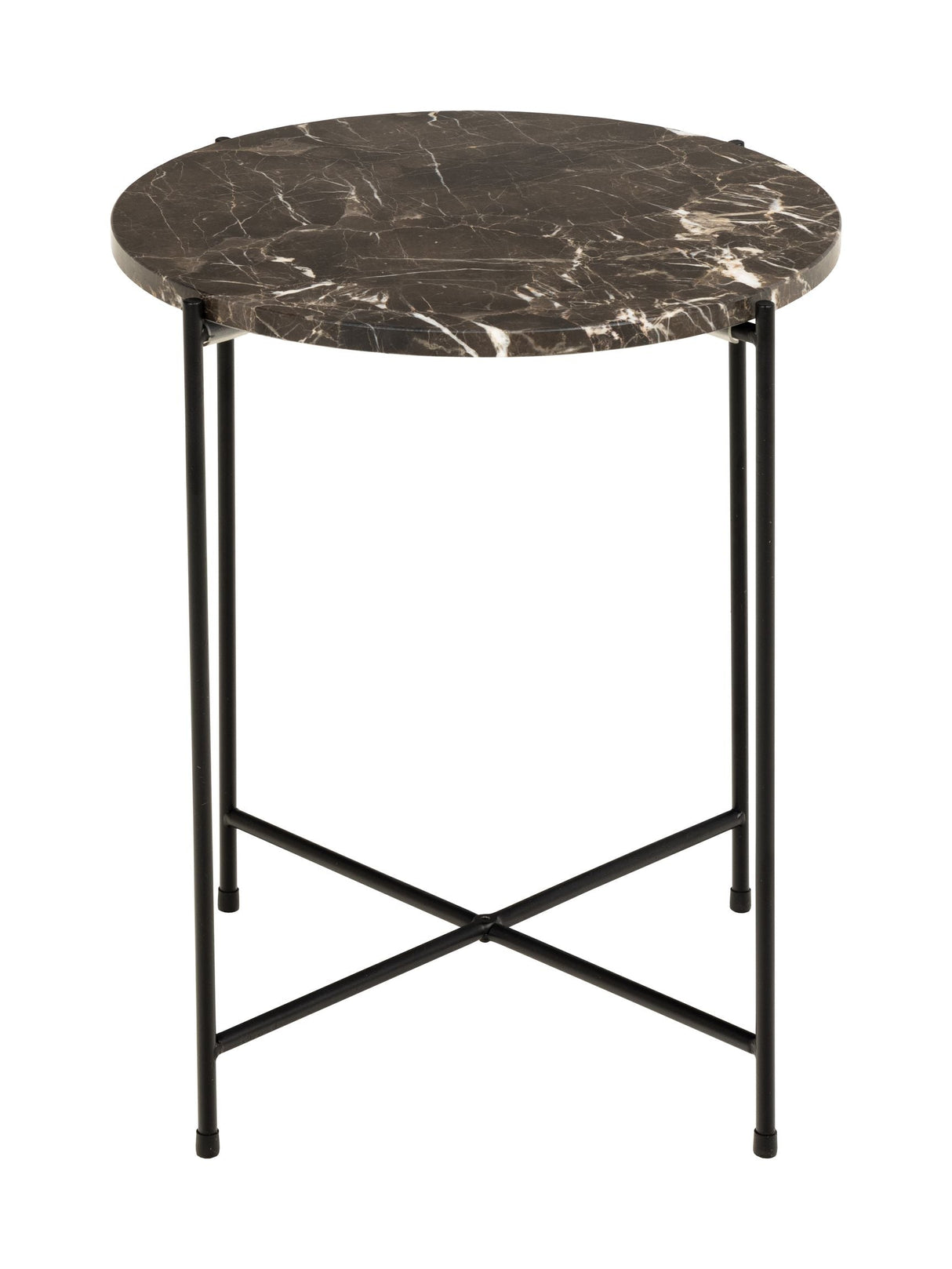 Avila Side table in polished Brown Emperador marble, Ø42