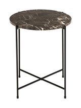 Avila Side table in polished Brown Emperador marble, Ø42