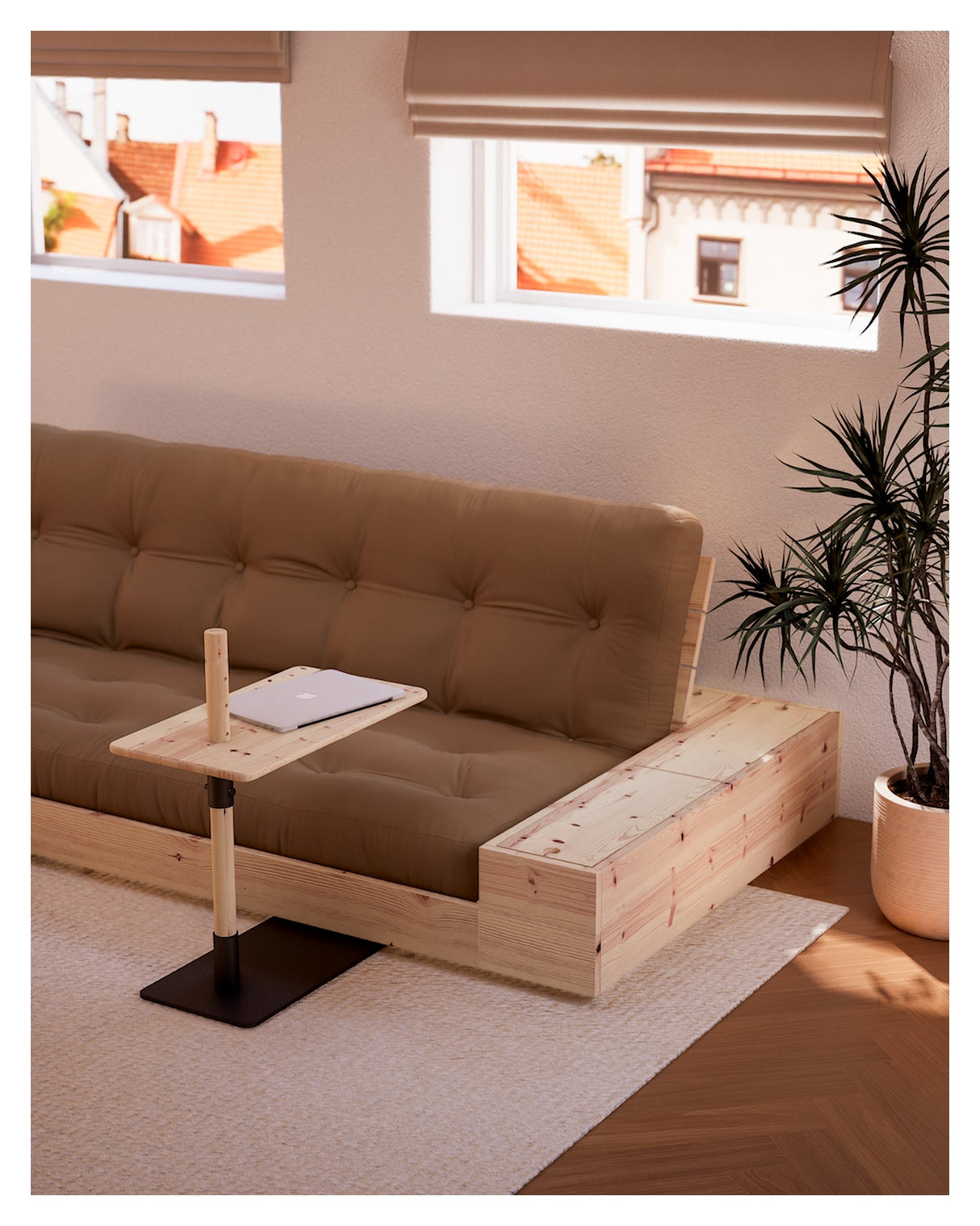 Base Sofa bed with Sideboxes, Beige/black