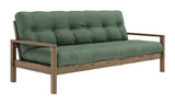 Knob Sofa bed, Brown lacquered pine, Olive Green