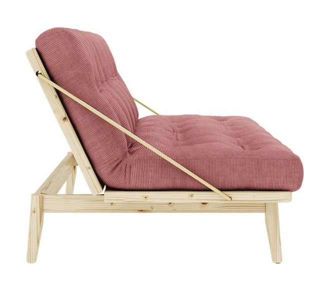 Folk Sofa bed, Pine, Sorbet Pink velvet