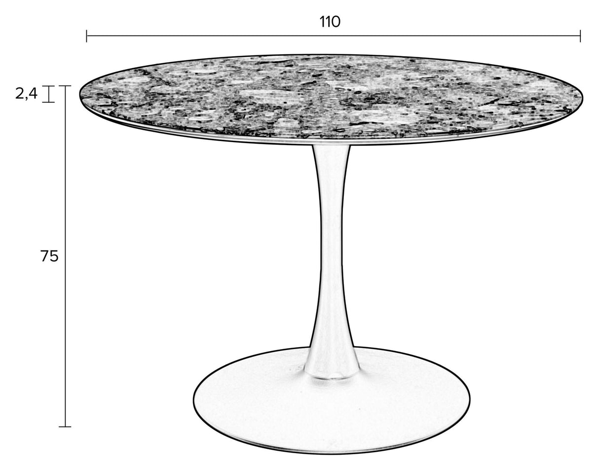 Maru Dining table with marble look / MDF table top H75xØ110, Black