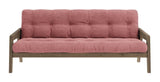 Grab Sofabed, Brown lacquered pine, Sorbet Pink velvet