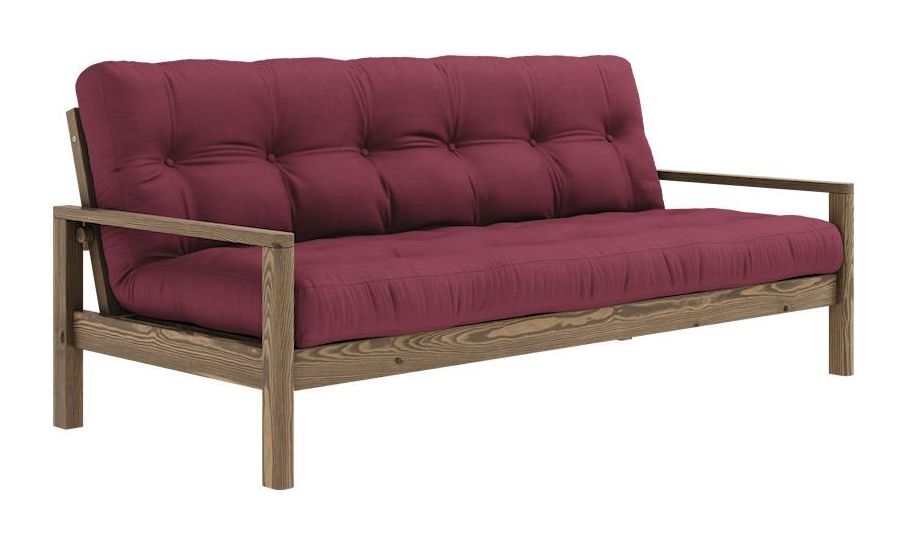 Knob Sofa bed, Brown lacquered pine, Bordeaux