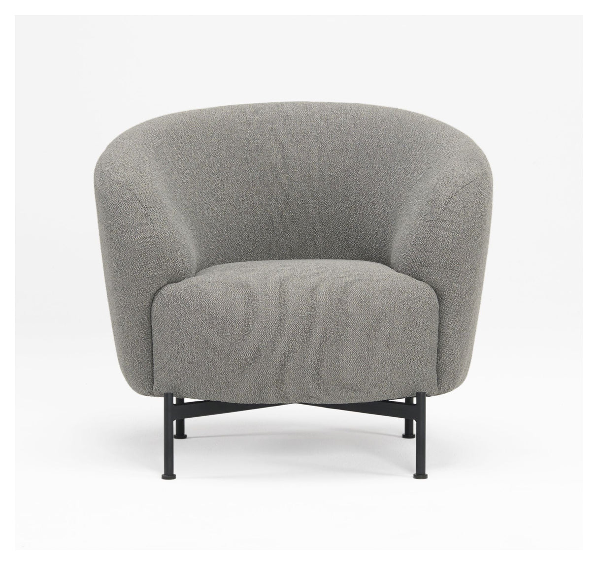 Spruce Armchair, Offwhite Bouclé, matte black metal leg