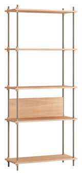 Shelving System, 1 bay, 5 shelves, H:200, Oak/Gray