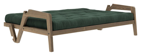 Grab Sofa bed, Brown lacquered pine, Seaweed velvet