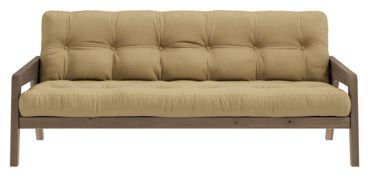 Grab Sofa bed, Brown lacquered pine, Wheat Beige