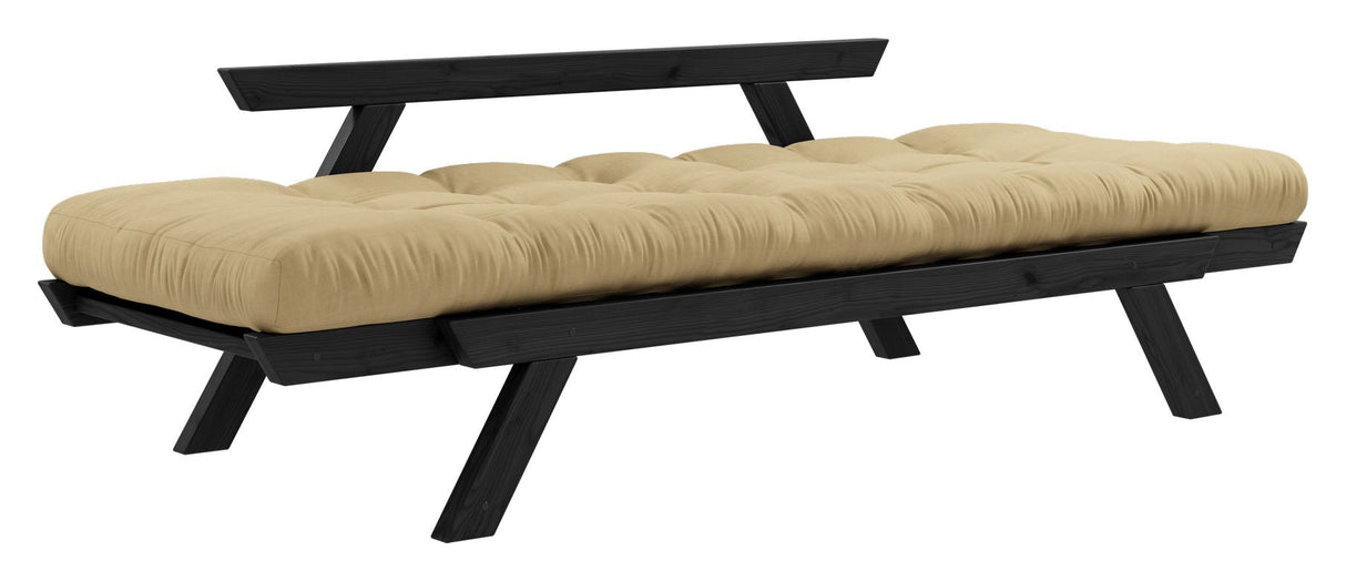 Bebop Sofa bed, Black lacquered, Pine/Beige