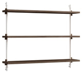 Wall Shelving, 1 bay, 3 shelves, H:65, Smoked Oak/White