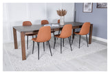 Slider Dining table with extension, Smoked oak with 6 Polar chairs, Brown