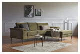 Nabbe 3-pers. Sofa with chaise longue, right, green fabric