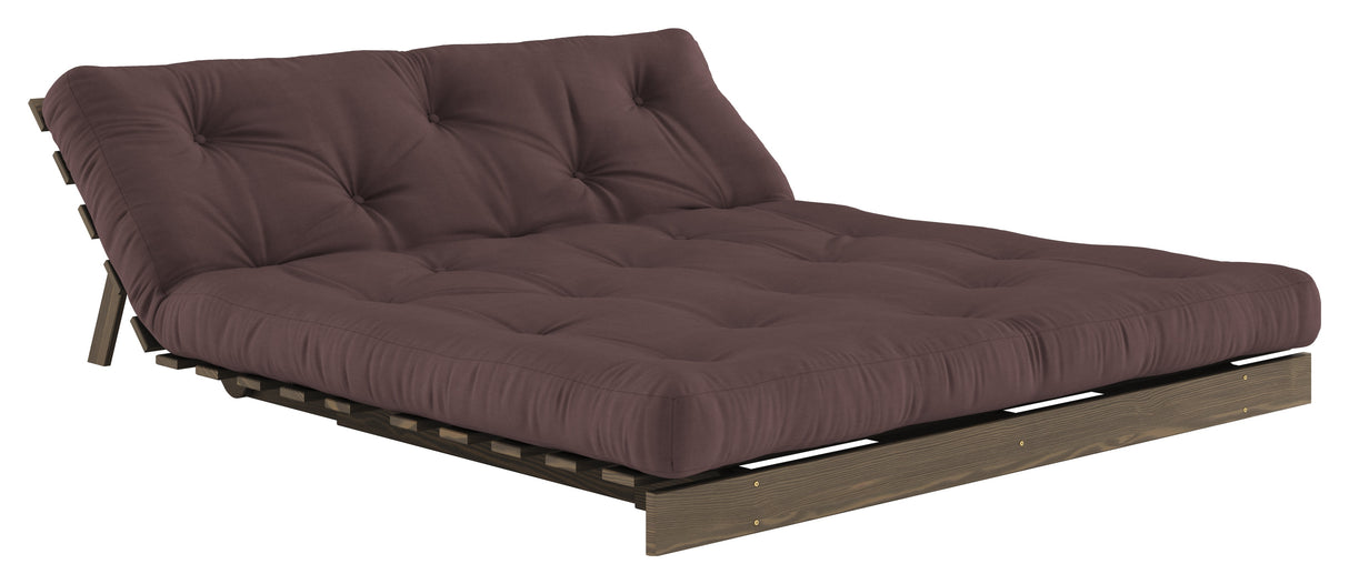 Roots 160 Sofa bed, Brown lacquered pine, Brown