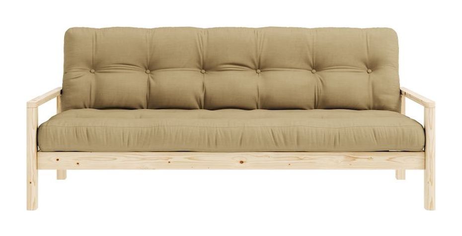 Knob Sofa bed, Lacquered Pine, Wheat Beige