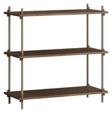 Shelving System, 1 bay, 3 shelves, H:85, Smoked Oak/Gray