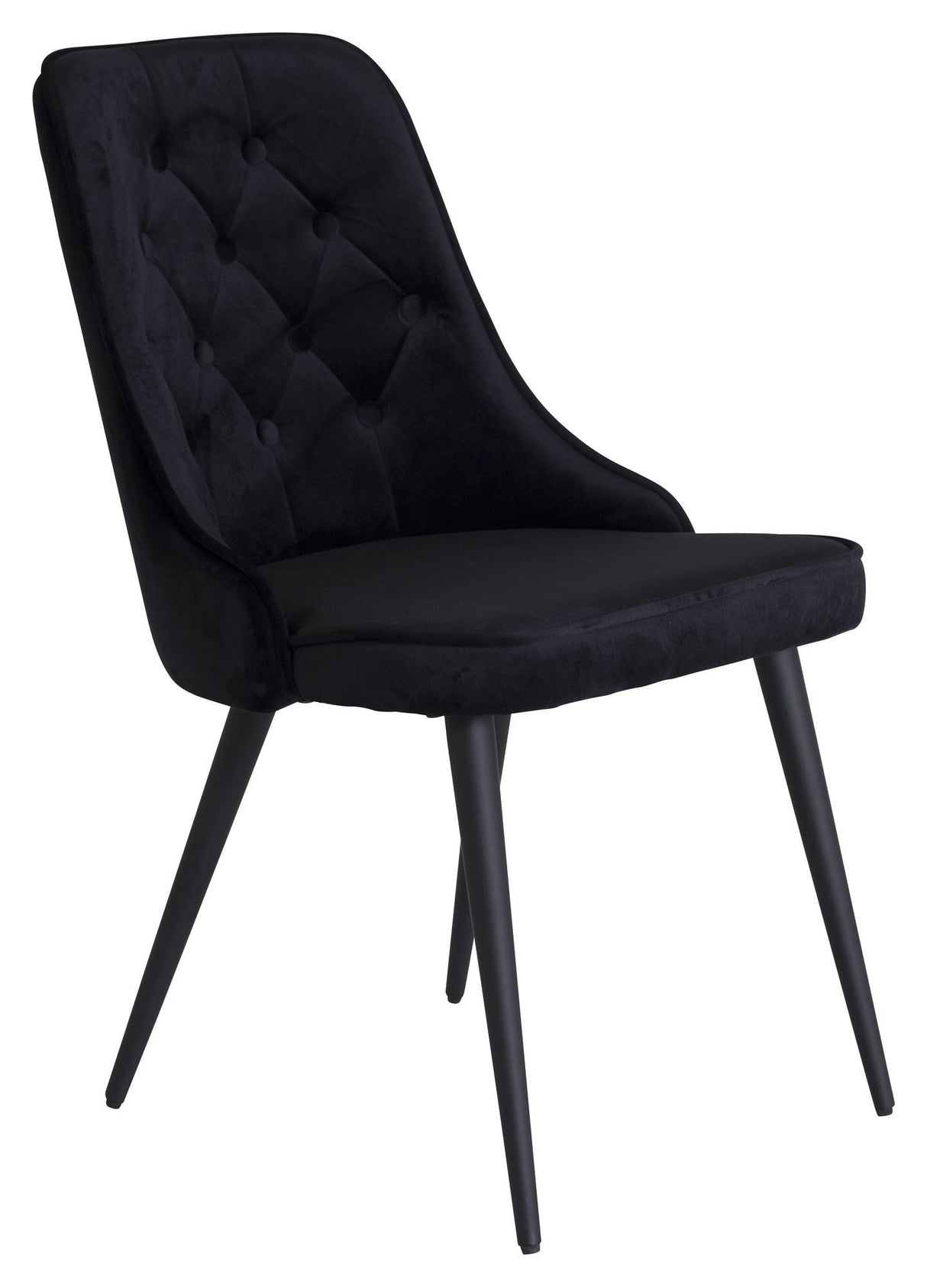 Velvet Dining chair with square backrest, Black Velvet