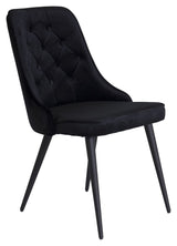 Velvet Dining chair with square backrest, Black Velvet