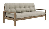 Knob Sofa bed, Brown lacquered pine, Linen