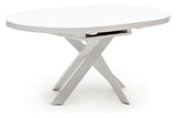 Vashti Retractable table, White glass and MDF, Ø120x120