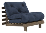 Roots 90 Sofa bed, Brown lacquered pine, Navy