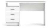 Function Desk - White w/3 drawers