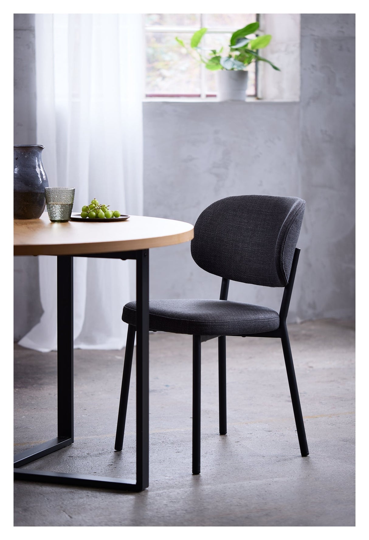 Fowler, dining chair - gray/black