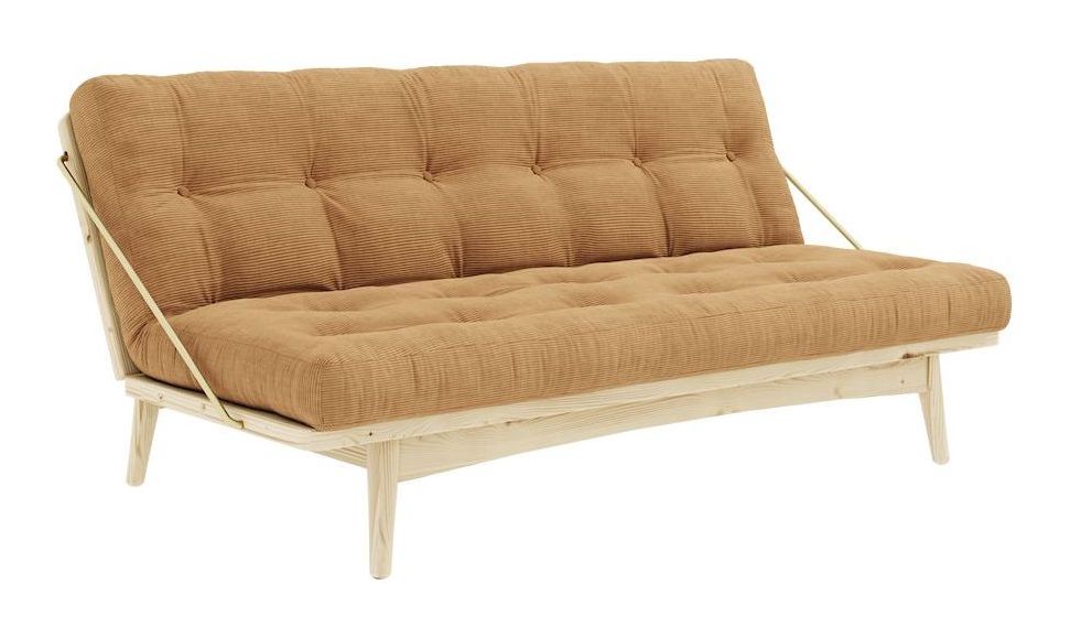 Folk Sofa bed, Pine, Brown velvet