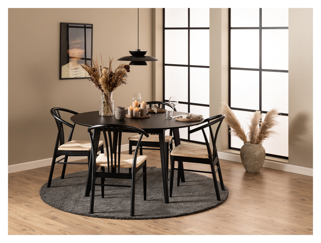 York, dining chair w/armrests - black/rattan