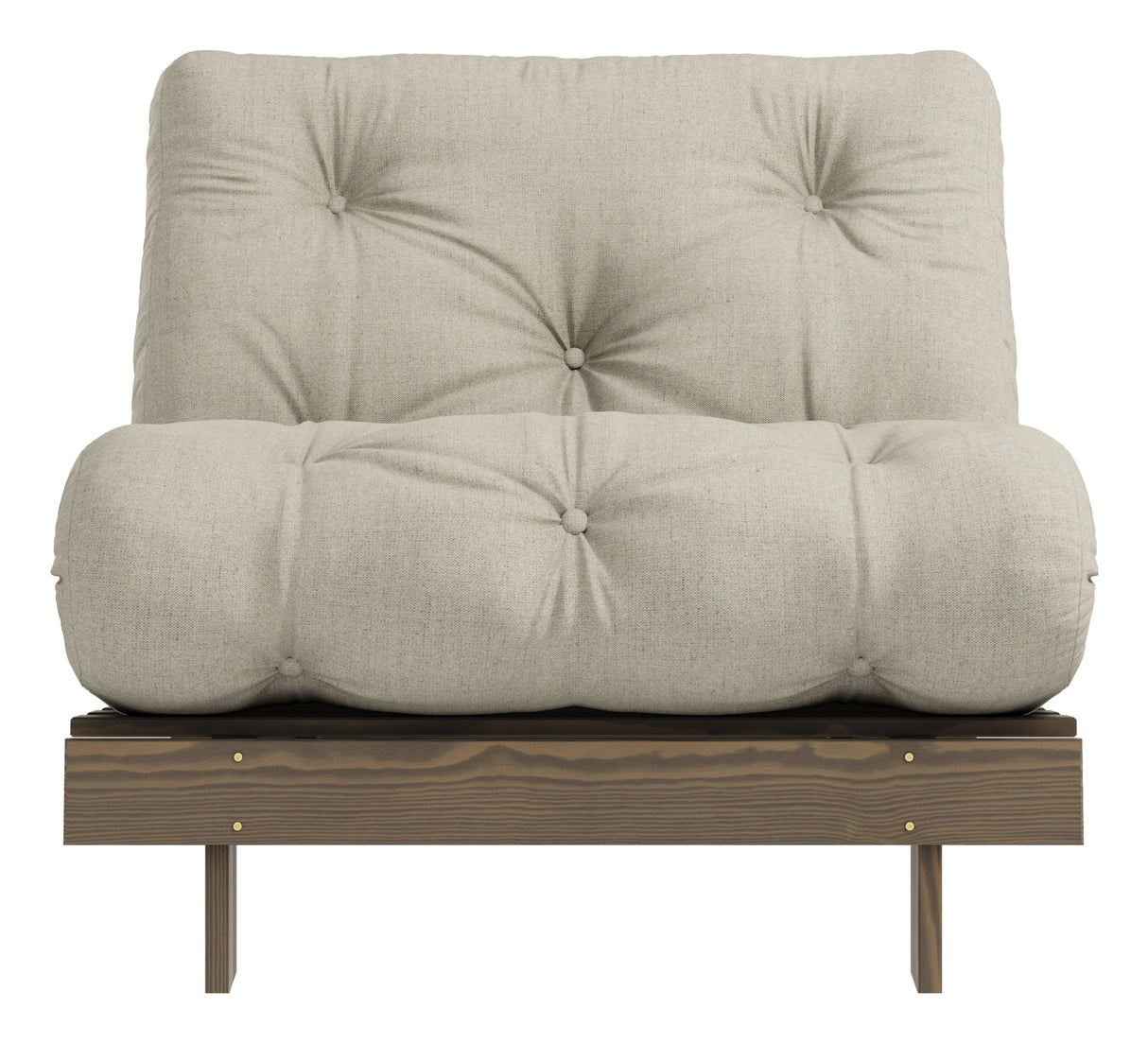 Roots 90 Sofa bed, Brown lacquered pine, Linen