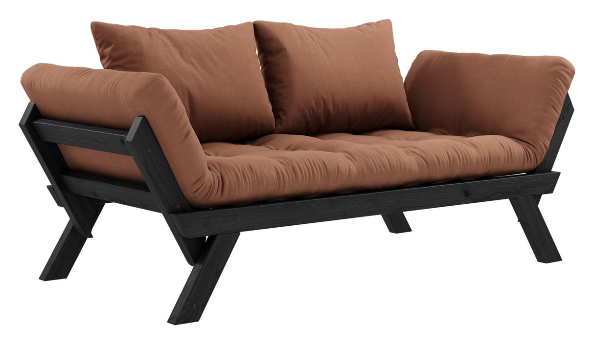 Bebop Sofa bed, Black lacquered, Pine/Clay brown